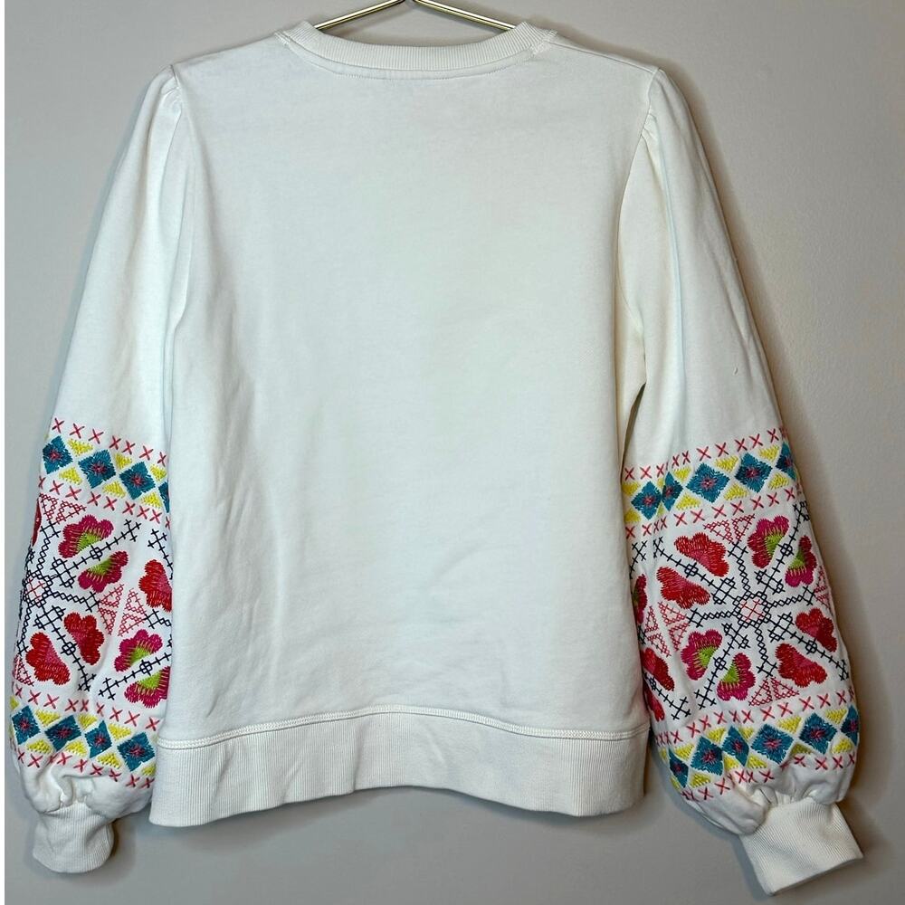 Boden Cream Embroidered Sleeve Sweatshirt Size 8 - Picture 5 of 10